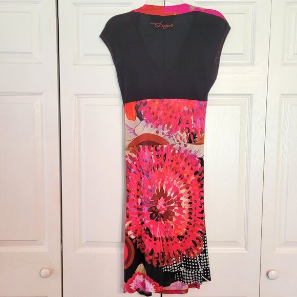 Desigual Azucena Floral Draped Cap Sleeve Ruched Dress - Picture 3 of 8